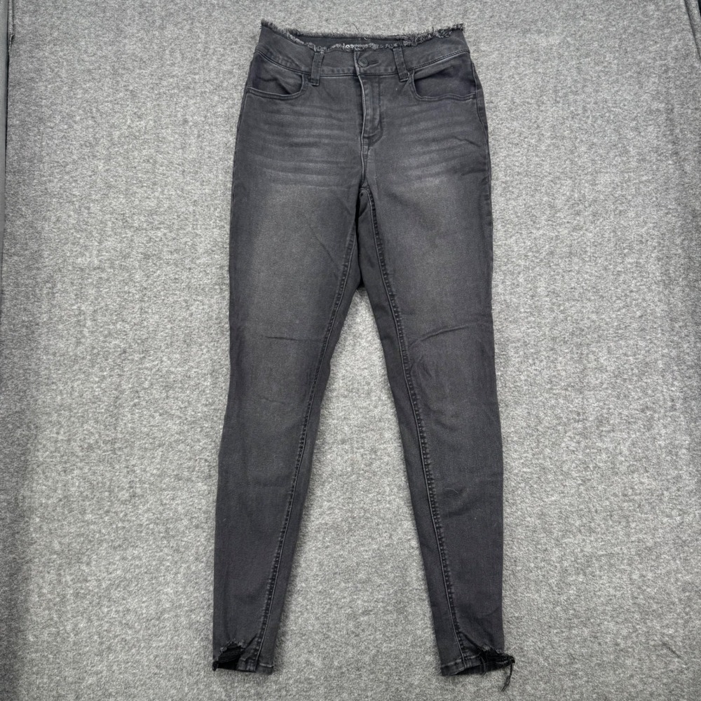 M Jeans by Maurices Womens S Reg Faded Black High Rise Frayed Skinny Jeans